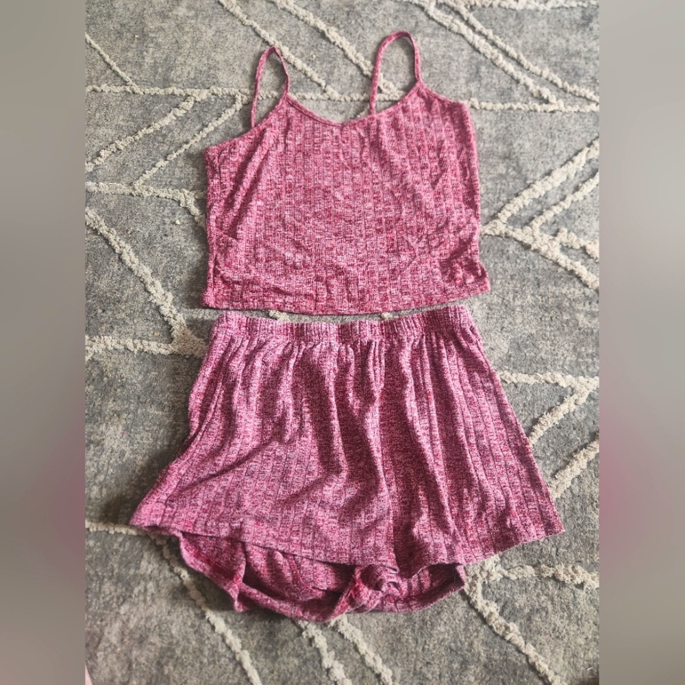 Pink Knit Tank and Shorts Sleep Set